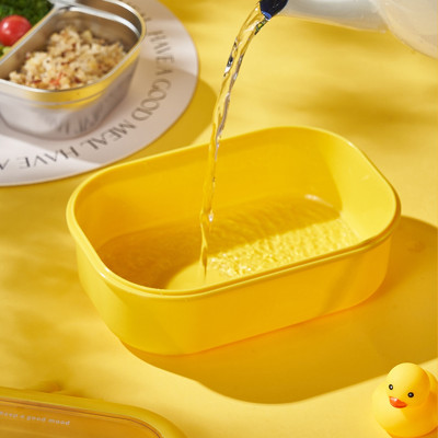 Hộp Cơm Bento Inox 2 Ngăn Giữ Nhiệt Đựng Cơm Văn Phòng, Cho Bé Mang Đi Học, Hộp đựng cơm giữ nhiệt có nắp giữ nhiệt tốt hình vịt vàng