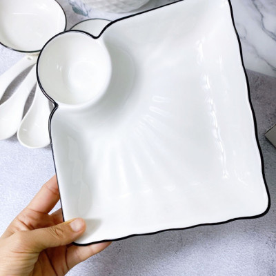 Bán Lẻ Bát Đĩa Thương Hiệu Gosu MenTrắng Cao Cấp Sáng Đẹp Họa Tiết Kim Cương Viền Đen