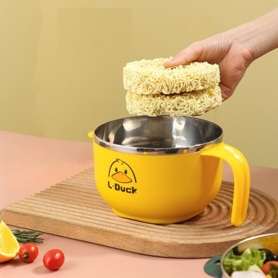 Ca Ăn Mì , Ca Đựng Cháo Giữ Nhiệt, Tô khuấy Bột Ăn Dặm Cho Bé Hình Vịt Vàng Đáng Yêu - Chính Hãng 