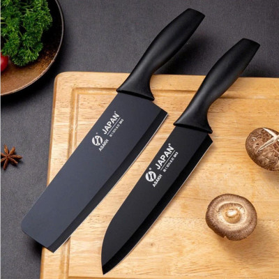 Bộ dao 5 món JAPAN bằng thép không gỉ đen nhám cao cấp