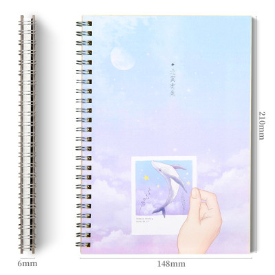 Sổ Tay Ghi Chép A5 Gáy Xoắn 60 Trang Deli - Kẻ Ngang - Bìa Họa Tiết Hoa / Mèo / Cá - LA560