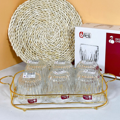 Bộ Cốc Thủy Tinh Thương hiệu GOSU Model XM21B Màu Trắng Cao Cấp Sáng Đẹp Sang Trọng