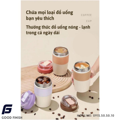 Ly Giữ Nhiệt Có Ống Hút Inox 316 FG Good Finish | Bình Giữ Nhiệt Dung Tích 450ml Giữ Nhiệt 6 Giờ