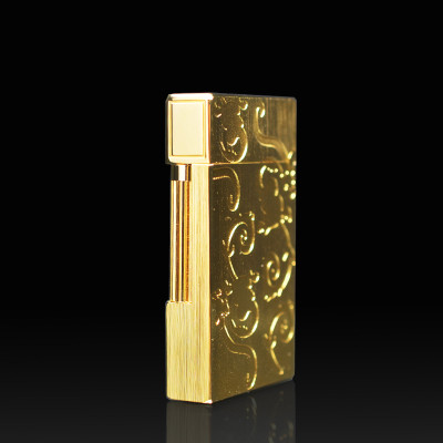 Vỏ Hột Quẹt Bật Lửa Gas Đá Upon D21V Thiết Kế Họa Tiết Khắc Hoa Văn Độc Đáo - Dùng Gas Đá Cao Cấp