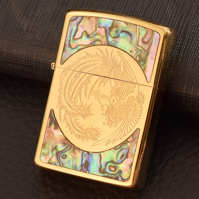 Vỏ Hột Quẹt Bật Lửa Xăng Đá Zorro Z92057B Khảm Trai Họa Tiết Phượng Hoàng Sải Cánh Uy Quyền Vĩnh Cửu