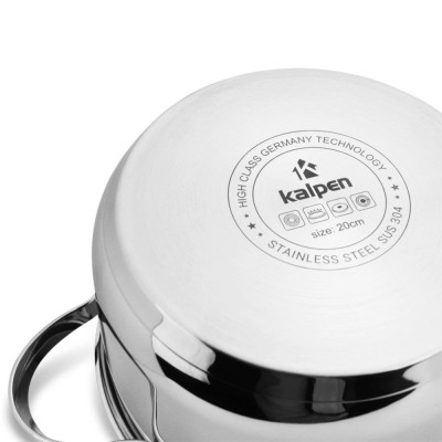 Bộ 3 nồi inox 304 cao cấp 5 đáy Kalpen Lermat L1 size 16,20,24cm hàng chuẩn Đức - Hàng chính hãng