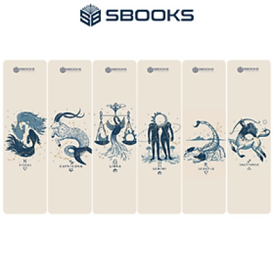 6 Cái Bookmark Kẹp Sách, Dấu Trang Hoạ Tiết Cung Hoàng Đạo (Màu Trắng)  - SBOOKS