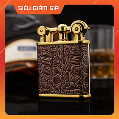 Vỏ Hột Quẹt Bật Lửa Gas Đá DC1809 Bọc Da Vân Cá Sấu Sang Trọng