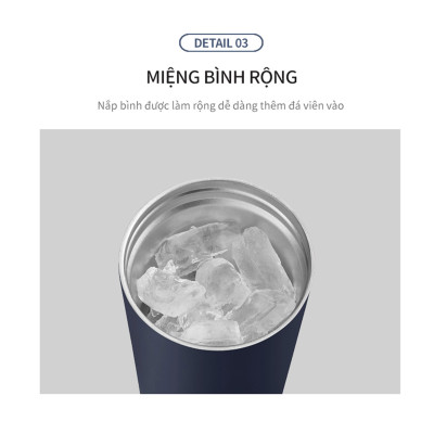 Bình giữ nhiệt Lock&Lock Bucket Tumbler Nắp đậy có ống hút - Màu xanh navy LHC4268NVY 540ml - Hàng chính hãng thép không gỉ quai xách tiện lợi - JoyMall