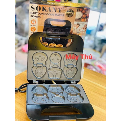 Máy làm bánh sokany 6 khuôn hình thú, máy nướng bánh công suất lớn