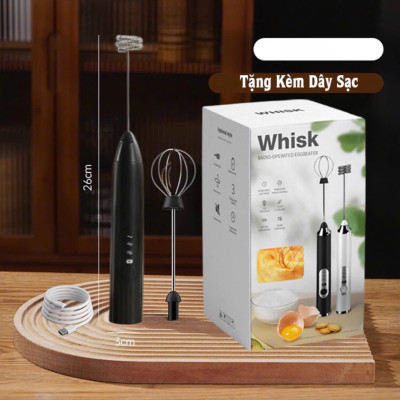 Máy tạo bọt cà phê cầm tay sạc điện, máy đánh trứng mini, máy khuấy cafe 3 cấp độ