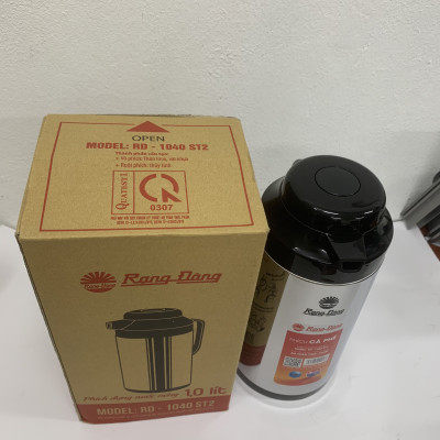 Phích đựng nước nóng 1 lít, bình thuỷ có nút ấn Rạng Đông, pha cafe, cao cấp, Model RD 1040 ST2