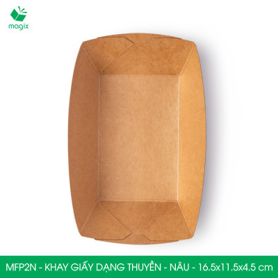 MFP2N - 16.5x11.5x4.5 cm - 50 khay giấy dáng thuyền đựng thức ăn, khay giấy đựng món tráng miệng