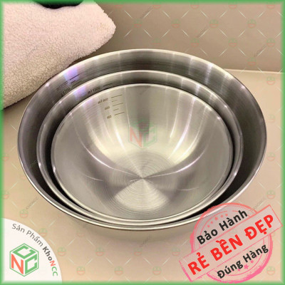 (Tiện Lợi) Bộ 3 Tô Thố Inox 304 Không Gỉ - 3 Size 16cm 19cm 24cm Có Chia Vạch Định Lượng Tiện Lợi - KLM-3TTBCV