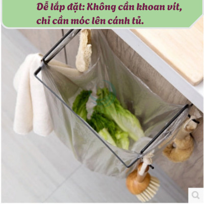 Giá Treo Túi Rác Đa Năng Gắn Cửa Tủ Bếp -Móc Treo Túi Rác Tiện Lợi Cho Nhà Bếp -Giá Đỡ Túi Rác Gọn Gàng Treo Cửa Tủ