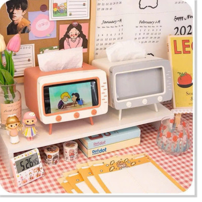 Hộp Đựng Khăn Giấy Di Động Kiêm Giá Đỡ Điện Thoại, Lưu Trữ Đa Chức Năng Cho Hộ Gia Đình - HÀNG CHÍNH HÃNG MINIIN