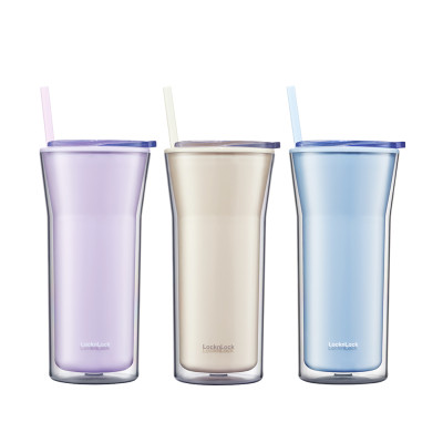 Ly nhựa 2 lớp Lock&Lock Daily Essential Cold Cup 770ml HAP526, Hàng chính hãng, nắp công thái học, kèm ống hút - JoyMall