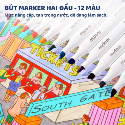 Bút màu Mideer Portable Art Gift Box 6 in 1, hộp bút màu cao cấp 37 chi tiết