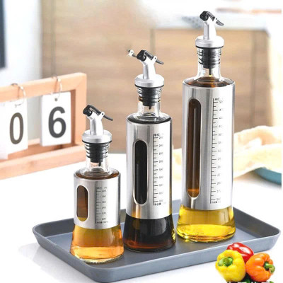 Bình Đựng Dầu Ăn, Nước Mắm  200ML  Thủy Tinh Bọc Inox – Kiểu Dáng Hiện Đại, Bền Đẹp