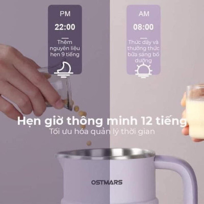 Máy Làm Sữa Hạt, Máy Nấu Sữa Hạt OSTMARS Hàng Chính Hãng  800ml - 8 Chức Năng Xay Nấu Tiện Lợi