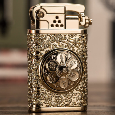 Vỏ Hột Quẹt Bật Lửa Xăng Zorro Z602 Thiết Kế Họa Tiết Vòng Xoay Hoa Sen Đẹp Độc Lạ - Dùng Xăng Bấc Đá Cao Cấp