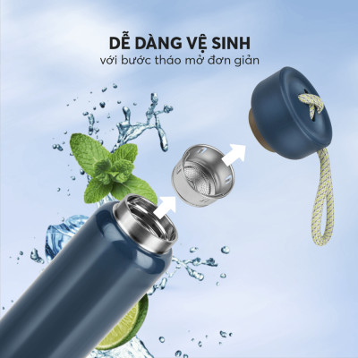 Bình giữ nhiệt Inox 304 Elmich EL8296 Dung tích 480ml, Hàng chính hãng, Có lưới lọc trà, Giữ nhiệt lâu 8H-10H - JoyMall