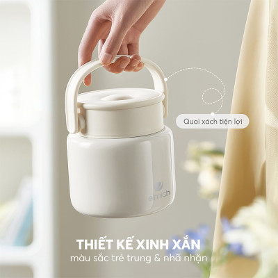 Bình Đựng Thức Ăn Giữ Nhiệt Inox Elmich EL8336 800ml,Hàng Chính Hãng,Kèm Muỗng,Có Thể Ủ Cháo-JoyMall