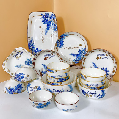 Bộ Bát Đĩa Cao Cấp Gosu Phong Cách Lá Xanh, họa tiết sắc nét độc đáo