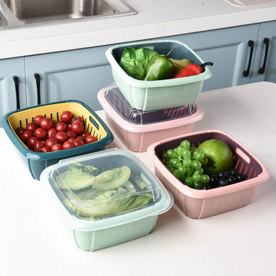 Rổ nhựa kèm chậu 2 trong 1 có nắp đậy GROFA - Giao màu ngẫu nhiên 