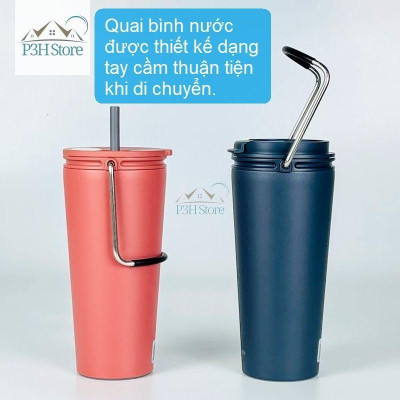 Ly giữ nhiệt Lock&Lock Bucket Tumbler có ống hút hoặc nắp bật , dung tích 540ml LHC4268 LHC4269