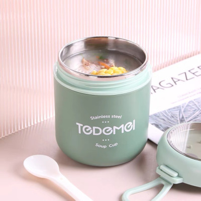 Bình Ủ Cháo Cốc Đựng Cháo Giữ Nhiệt Tedemei Chất Liệu Inox 304 Kèm Thìa Dung Tích 530ml