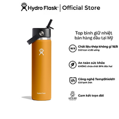 Bình Nước Giữ Lạnh Hydro Flask Wide Flex Straw Cap 24 oz (710ml) – W24BFS Hàng chính hãng(Season 2024)