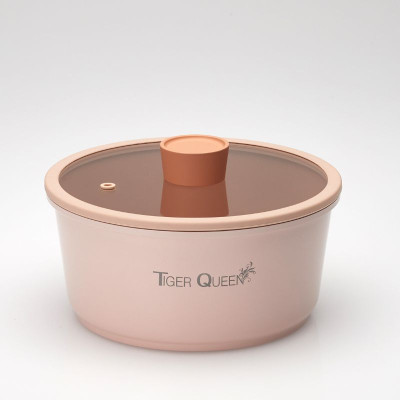 Bộ nồi Ceramic từ tính tay cầm rời Tiger Queen DCWCP-SET [5 món] - Màu hồng hoa anh đào - Chính hãng
