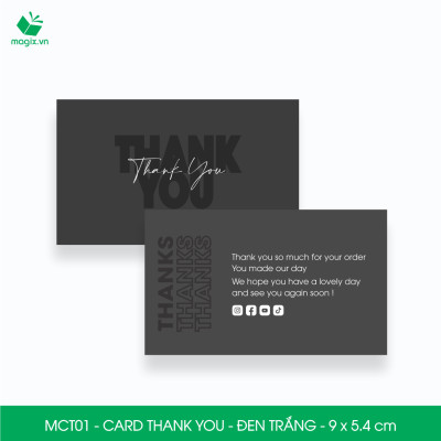 MCT01 - 9x5.4 cm - 50 Card Thank you, Thiệp cảm ơn khách hàng, card cám ơn cứng cáp sang trọng