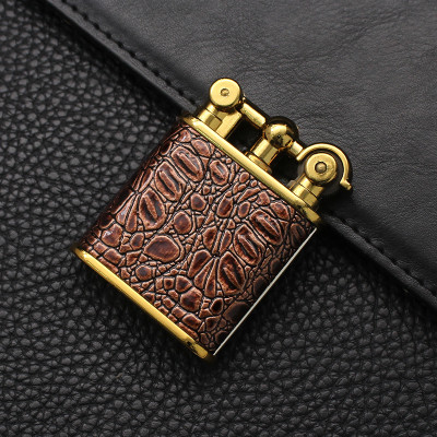 Vỏ Hột Quẹt Bật Lửa Gas Đá DC1809 Bọc Da Vân Cá Sấu Sang Trọng