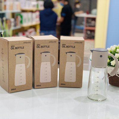 Bình Rót Dầu Nắp Mở Tự Động Có Chia Vạch Bằng Thủy Tinh Cao Cấp 300ml LLG706 (cam kết hàng chính hãng)