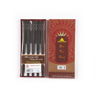 Hộp 10 đôi đũa cẩm xoắn PHUSANG được làm từ gỗ tự nhiên không chất bảo quản dùng trong nhà hàng khách sạn và bàn ăn và xào nấu