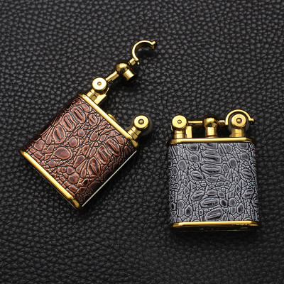 Vỏ Hột Quẹt Bật Lửa Gas Đá DC1809 Bọc Da Vân Cá Sấu Sang Trọng
