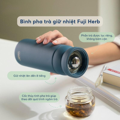 Bình Pha Trà Giữ Nhiệt Fuji Leaf 450 ml - Inochi HNK.BTFH.3585 (Mẫu Màu Giao Ngẫu Nhiên)