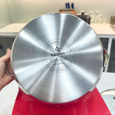 Bộ 3 nồi inox 304 cao cấp 5 đáy Kalpen Lermat L1 size 16,20,24cm hàng chuẩn Đức - Hàng chính hãng