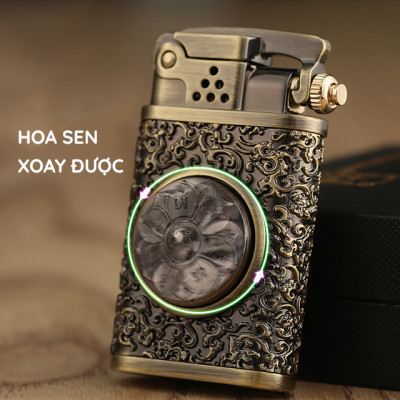 Vỏ Hột Quẹt Bật Lửa Xăng Zorro Z602 Thiết Kế Họa Tiết Vòng Xoay Hoa Sen Đẹp Độc Lạ - Dùng Xăng Bấc Đá Cao Cấp