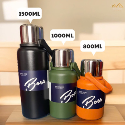 Bình Giữ Nhiệt Boss Chất Liệu Inox 316 Cao Cấp Nắp Kèm Cốc Có Tấm Lọc Trà, Tay Cầm Tiện Lợi Dung Ticsh 800-1000-1500ml - Hàng Chính Hãng MINIIN