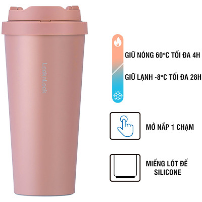 Ly Giữ Nhiệt Lock&Lock Energetic One Touch Tumbler LHC3249 (550ml) - Hàng Chính Hãng, Bằng Thép Không Gỉ Inox 316L, Nắp Mở Một Chạm, Tặng Ống Hút Và Cọ Rửa