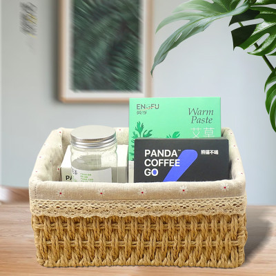 Giỏ Đựng Đồ, Rổ Cói Thương Hiệu ANKAN, Đựng Mỹ Phẩm, Đựng Đồ Ăn Vặt Để Bàn, Decor Chụp Ảnh Sản Phẩm Lót Vải Vintage, Phong cách Hàn Quốc, Đặt Ở Bàn, Kệ, Phòng Ngủ