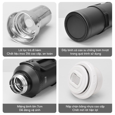 Bình Giữ Nhiệt Inox 4L Lebenlang LBL3026, Lõi Lọc Trà Inox 316, Giữ Nhiệt 6–8H, Có Dây Đeo, Miệng Rộng Dễ Vệ Sinh - hàng chính hãng