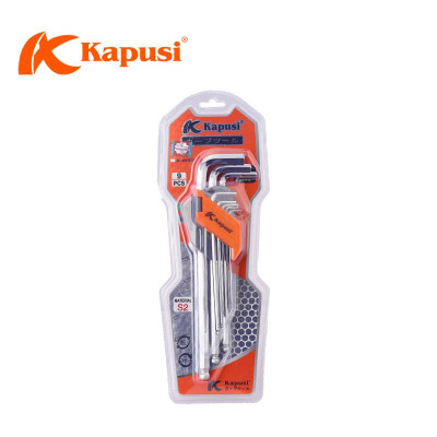 Bộ lục giác bi 9 chi tiết Kapusi Japan cao cấp chất liệu S2 dày dặn cứng cáp - Lục giác trắng