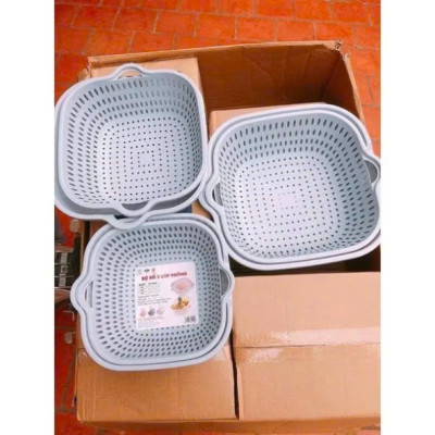 Set 6 Rổ Chậu Vuông Nhựa An Toàn - Tiện Dụng Cho Nhà Bếp Và Gia Đình - HÀNG CHÍNH HÃNG MINIIN