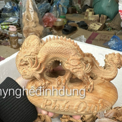 TƯỢNG GẠT TÀN TÀI LỘC PHÚ QUÝ BẰNG GỖ NGỌC AM THƠM NỨC KT 15×11×9CM 