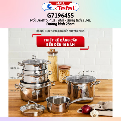 Nồi Duetto Plus Tefal G7197955/G7196455 (Đường kính 22cm/28cm) - Hàng chính hãng