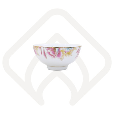 Combo 10 bát cơm 4.4 inch sứ Long Phương họa tiết bông lau hồng mạ viền vàng